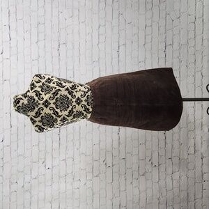 Size 10 Brown Suede Leather Knee Length Skirt